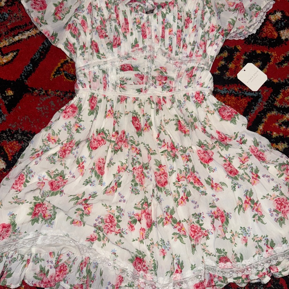 Altar'd State Floral Dress - White and Pink